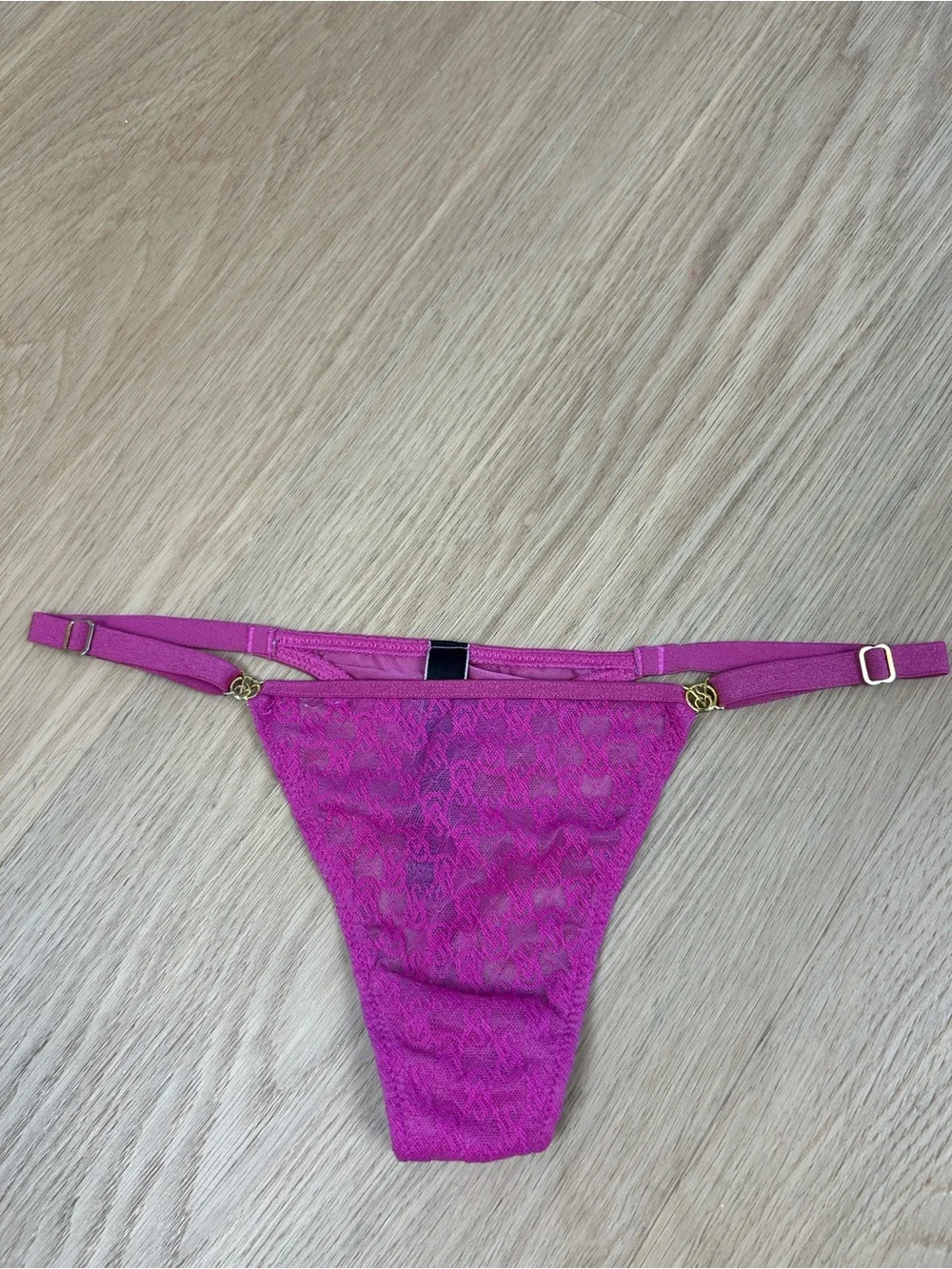 Victoria’s Secret Logo Lace Adjustable Sides Thong Panty S